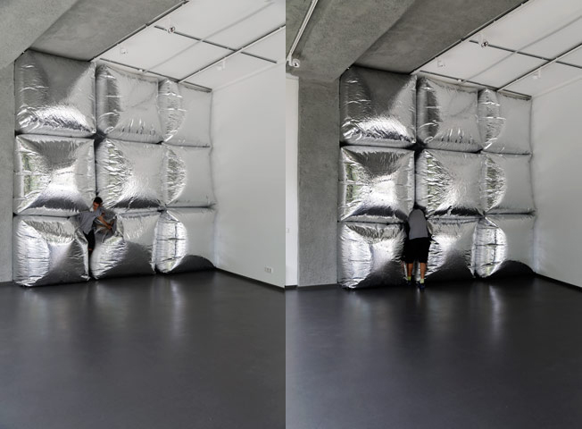A passage through the inflatable barricade.